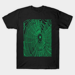 Artistic Halloween Spider Web Cobweb Doodle In Turquoise T-Shirt